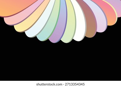 Fondo Abstractas colores pastel sutiles diseño de geometría de onda. Patrón elegante minimalista forma borde sin fisuras en negro. Ilustración creativa con paleta de colores suaves y Elementos redondeados.