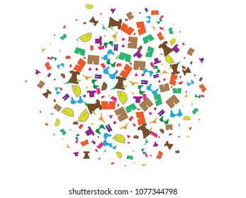 Abstract background for summer clothes. Shorts, swimsuit, dress, trousers. Colored Vector illustration.