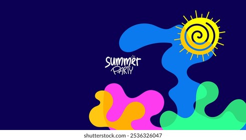 fundo abstrato com tema de verão para banner, cartaz, layout, cartão de saudação, brochura, digital, modelo. estilo de ilustração vetorial