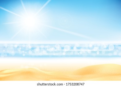 Abstract background for summer vacation concept, Sand beach on blue sky background, vector illustration 
