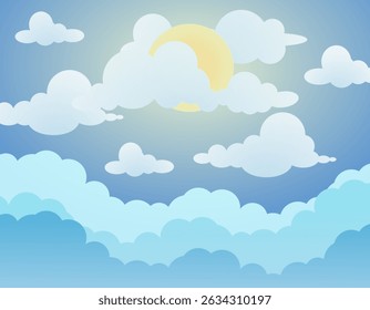 Abstract background of the sun against the clouds in a gradient. Bright background of the crazy sun. EPS 10.