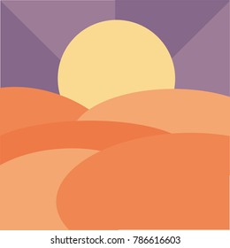 abstract background of the sun behind the hills