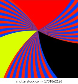 Abstract background Sun burst Red, blue, yellow and black halo light lines
