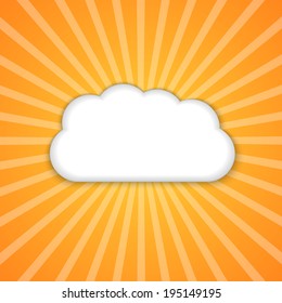 Abstract background with sun and clouds. Vector illustration.