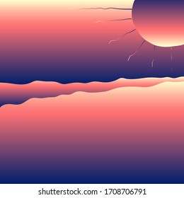 abstract background - the sun and the coastline of the sea