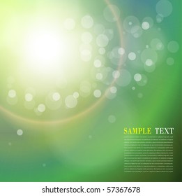 Abstract background sun flare and bokeh. Vector illustration.