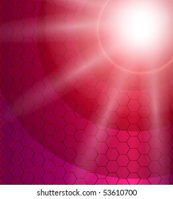 abstract  background with sun and hexagons, EPS10 vector.