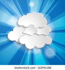 Abstract background with sun rays and clouds