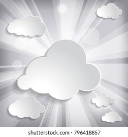 Abstract background with sun rays and clouds 