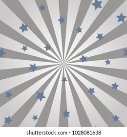 Abstract background with sun rays and stars. Vector