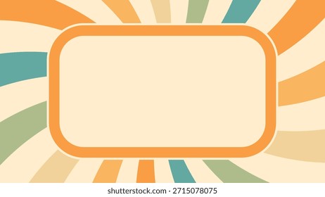 Abstract background of sunburst  frame groovy Wavy spiral lines design in 1970s Hippie Retro style. Vector pattern ready to use for cloth, textile, wrap and other.