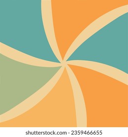 Abstract background of sunburst groovy Wavy spiral line design in 1970s Hippie Retro style. Vector pattern ready to use for cloth, textile, wrap and more