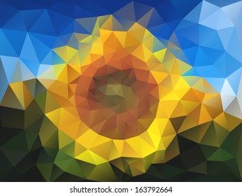 Abstract background sunflower mosaic, vector design.