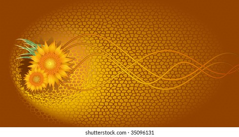 Abstract background with sunflowers