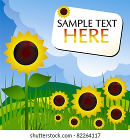 abstract background with sunflowers and banner