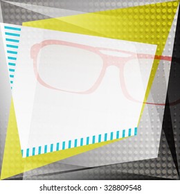 abstract background with sunglasses and paper texture and white frame. vector fashion, creative design