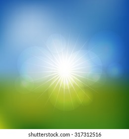 Abstract background with sunlight. Color of grass and sky. 10 eps