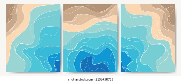 Abstract background sunny sea beach. Summer time theme. Template design texture water and sand with a pattern of wavy lines. Great for covers, fabric prints, wallpapers. Vector.