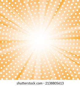 Fondo abstracto con rayos solares y puntos. Ilustración vectorial de verano para el diseño