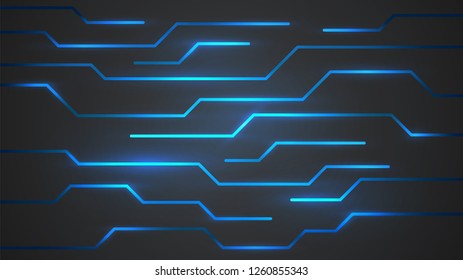 Abstract background, surface with neon blue lines, technology