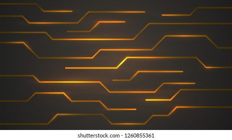 Abstract Background, Surface With Neon Orange Lines, Technology