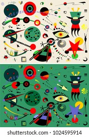 Abstract background, surrealism art style , set 2 color variants