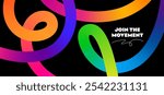 Abstract Background with Swirl Gradient Lines. Color Curves Shapes with Neon Gradients. Wavy Celebration Rainbow Colored Ribbons