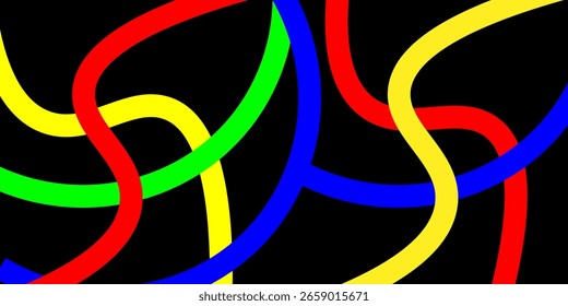 Abstract Background with Swirl Lines. Curved Shapes with Neon Colors. Wavy Rainbow Ribbons for Celebrations.
