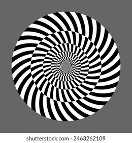 Abstract background with swirl lines. Rotation black and white distorted elements as logo or icon.