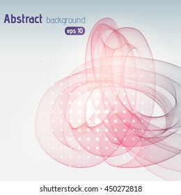 Abstract background with swirl waves. Eps 10 vector illustration. Pink, gray colors. 