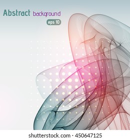 Abstract background with swirl waves. Eps 10 vector illustration. Pink, orange, gray colors. 