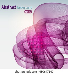 Abstract background with swirl waves. Eps 10 vector illustration. Pink, purple colors. 