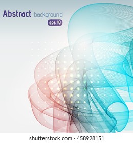 Abstract background with swirl waves. Eps 10 vector illustration. Blue, pink colors. 
