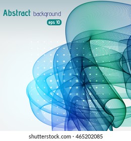 Abstract background with swirl waves. Eps 10 vector illustration. Green, blue colors. 