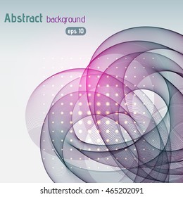 Abstract background with swirl waves. Eps 10 vector illustration. Gray, pink colors. 