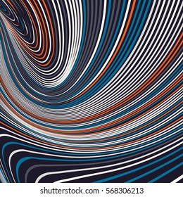 Abstract background with swirled stripes. Vector illustration with waves