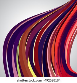 abstract background, swirling lines, colorful vector illustration. Yellow, orange, red, purple colors