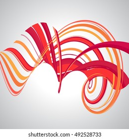 abstract background, swirling lines, colorful vector illustration. Orange, red, pink colors