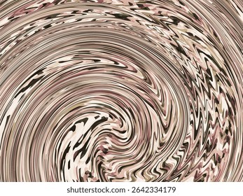 
Um plano de fundo abstrato com um padrão em espiral e marmoreado em tons suaves de rosa, bege, verde e preto. As linhas e formas criam um efeito dinâmico hipnótico.