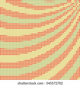 Abstract background of swirling rays with a color halftone effect