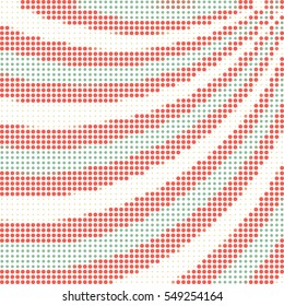 Abstract background of swirling rays with a color halftone effect