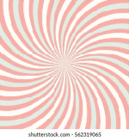 Abstract background of swirling rays with a color halftone effect