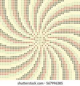 Abstract background of swirling rays with a color halftone effect