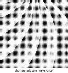Abstract background of swirling rays with a monochrome halftone effect