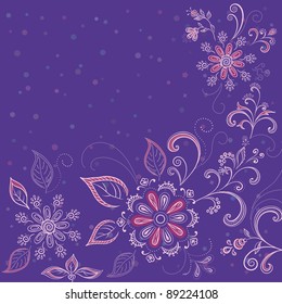 Abstract background with a symbolical flowers and contours. Vector