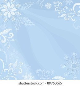 Abstract background with a symbolical outline flowers and leaves. Vector