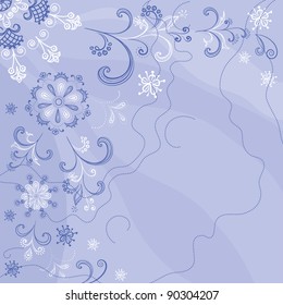 Abstract background with a symbolical outline flowers and leaves. Vector