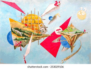 Abstract background. Symbolism. Vectorization watercolor drawings.