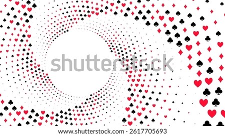 Abstract background with symbols of playing cards spades hearts diamonds clubs. 