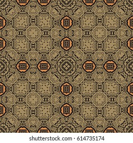 Abstract background of a symmetrical floral retro pattern of geometric shapes elements
